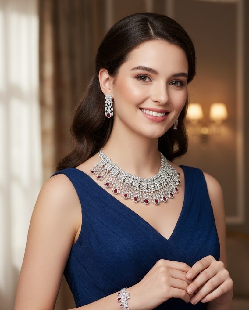 Royal Crimson Drop Choker Set